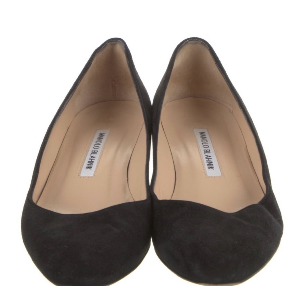 Manolo Blahnik Black Suede Block Heel